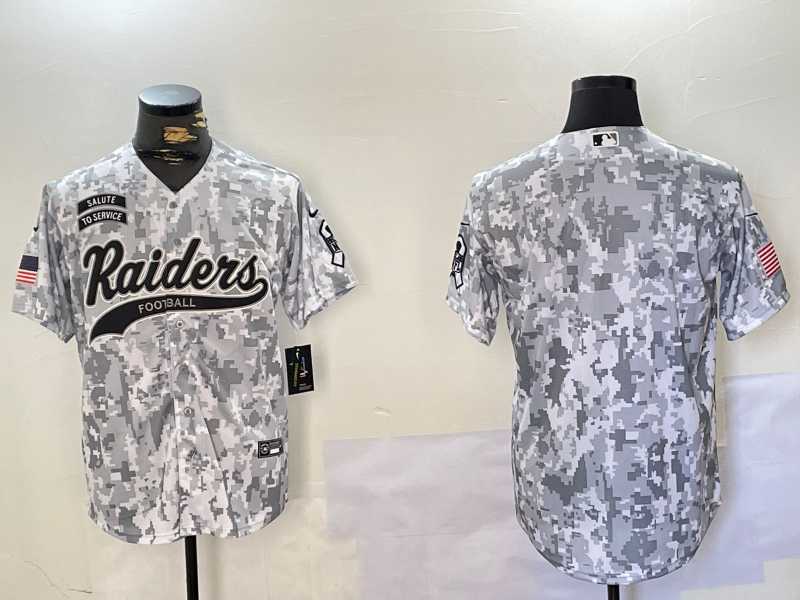 Men%27s Las Vegas Raiders Blank 2024 Arctic Camo Salute to Service Stitched Baseball Jersey->las vegas raiders->NFL Jersey